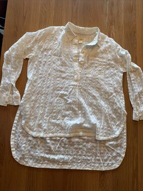 Maeve White Relaxed Linen Tunic with Chest Pocket